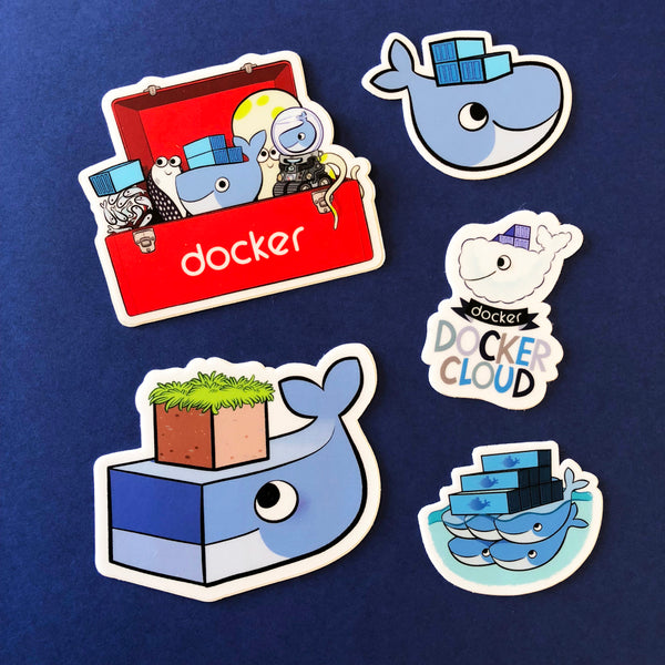 Lot aléatoire de 5 stickers "Docker"
